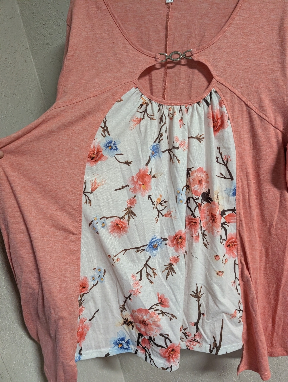 Floral Tunic Top 3xl Pink Coral Cottagecore Boho Festival Keyhole Fairy - Picture 3 of 10